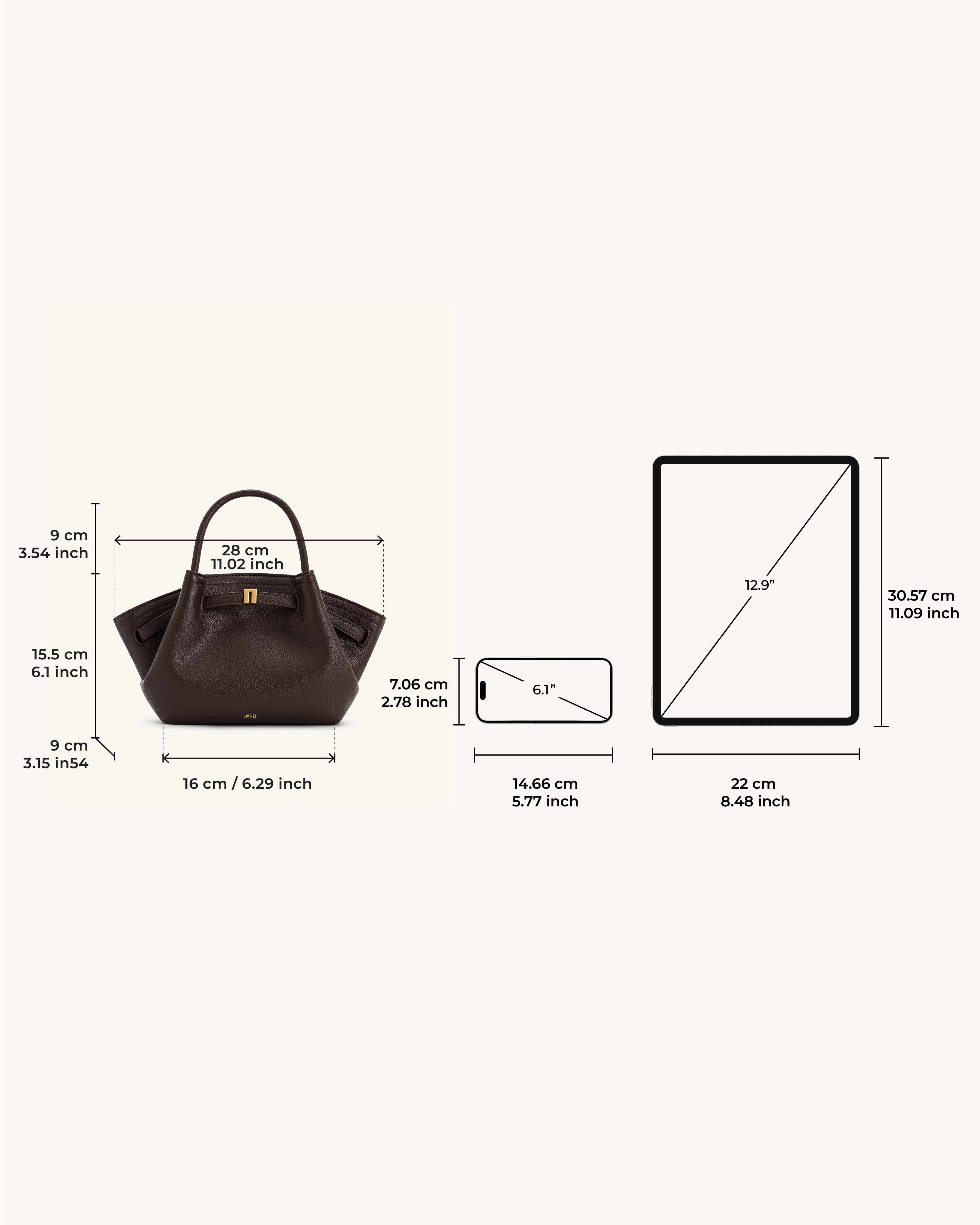 Bolso de mano Hana Mini - Marrón oscuro