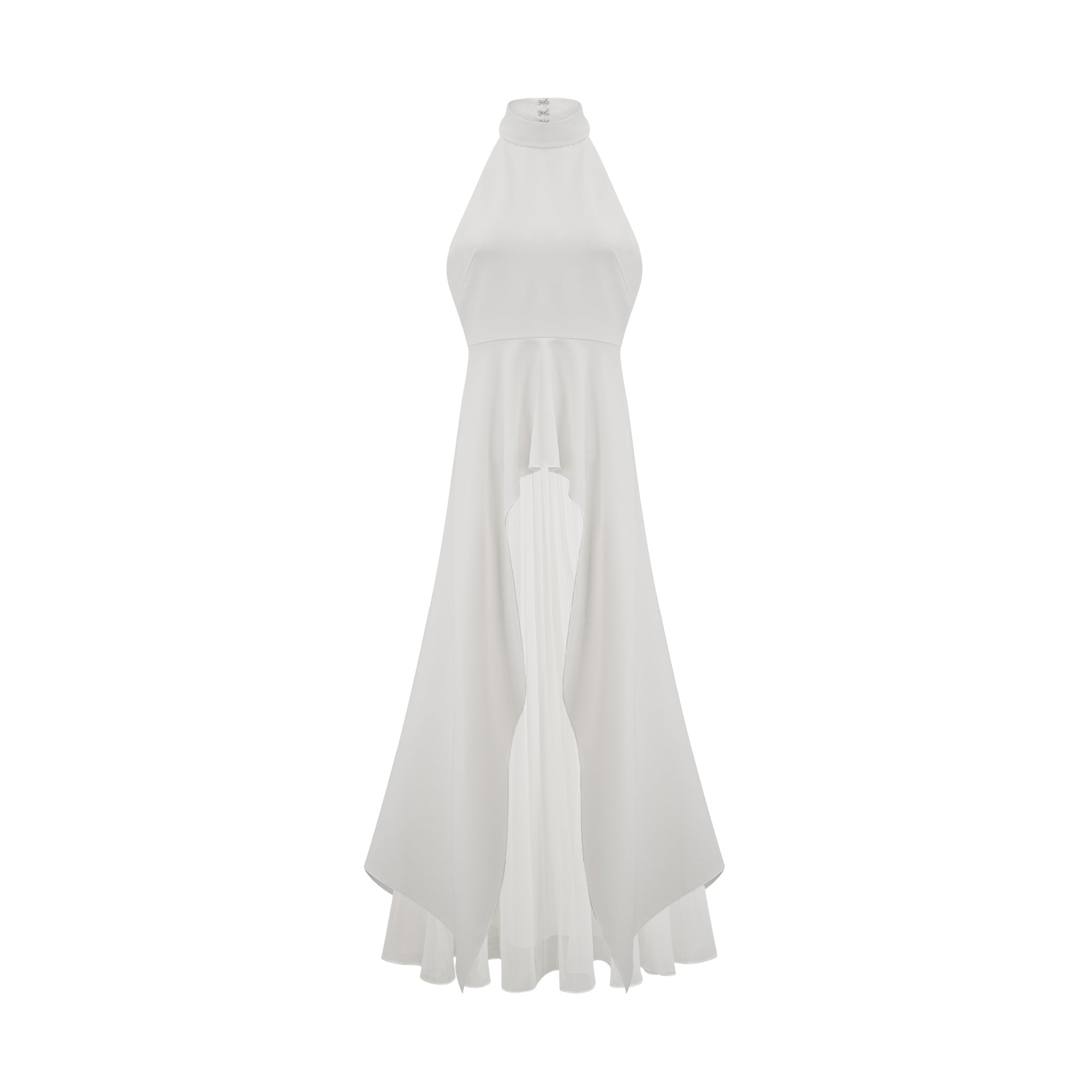 Vestido largo con capas y cuello halter de Inés