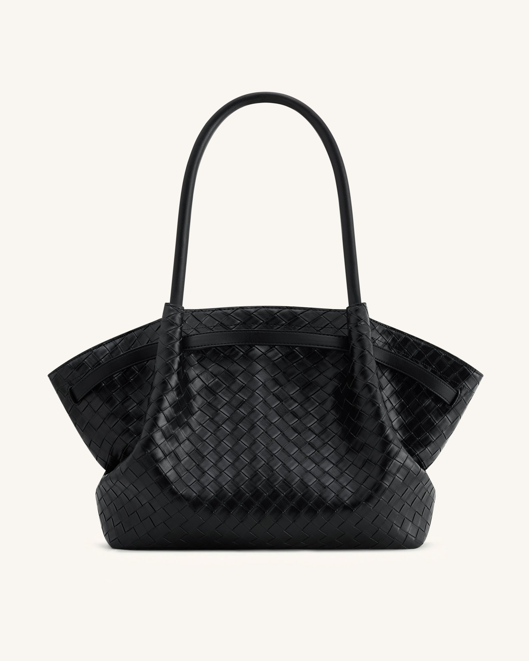 Bolso de mano con textura de tejido grande Hana - Negro