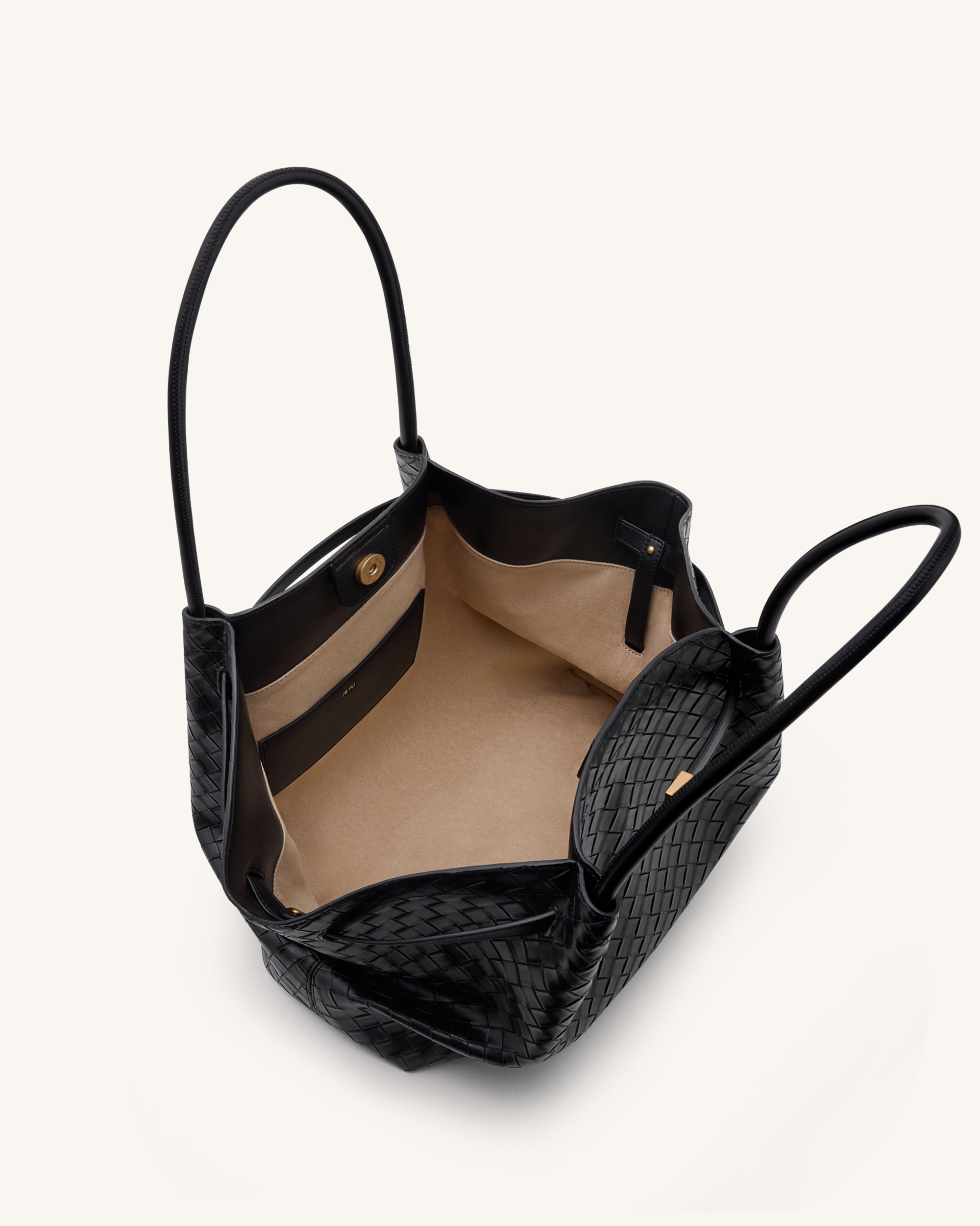 Bolso de mano con textura de tejido grande Hana - Negro