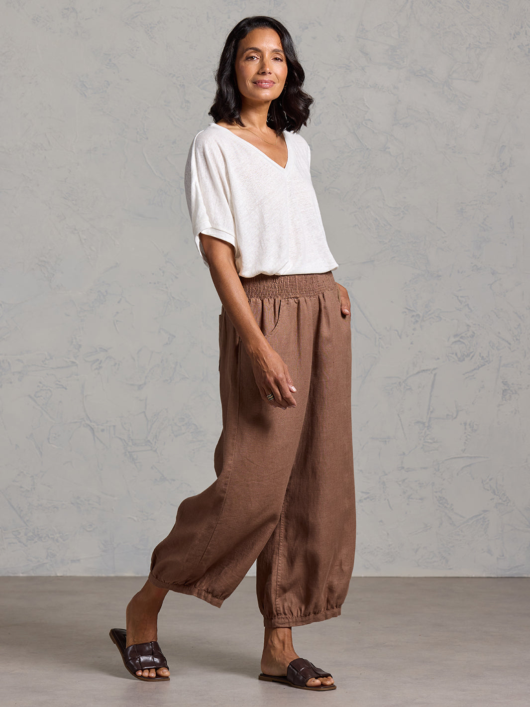 Pantalón Sadhu de Lino Francés Canela