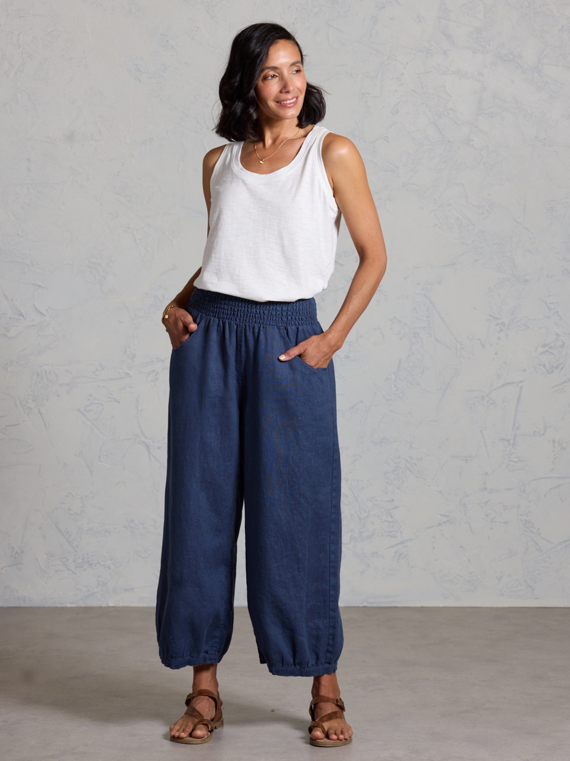 Pantalón Sadhu de Lino Francés Azul Marino