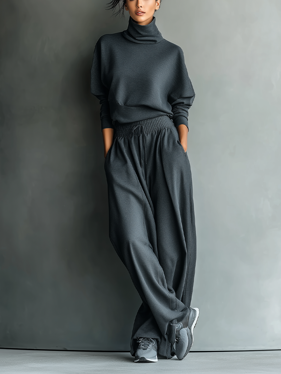 Félicité | Conjunto de Punto, Cuello Alto y Pantalón Ancho