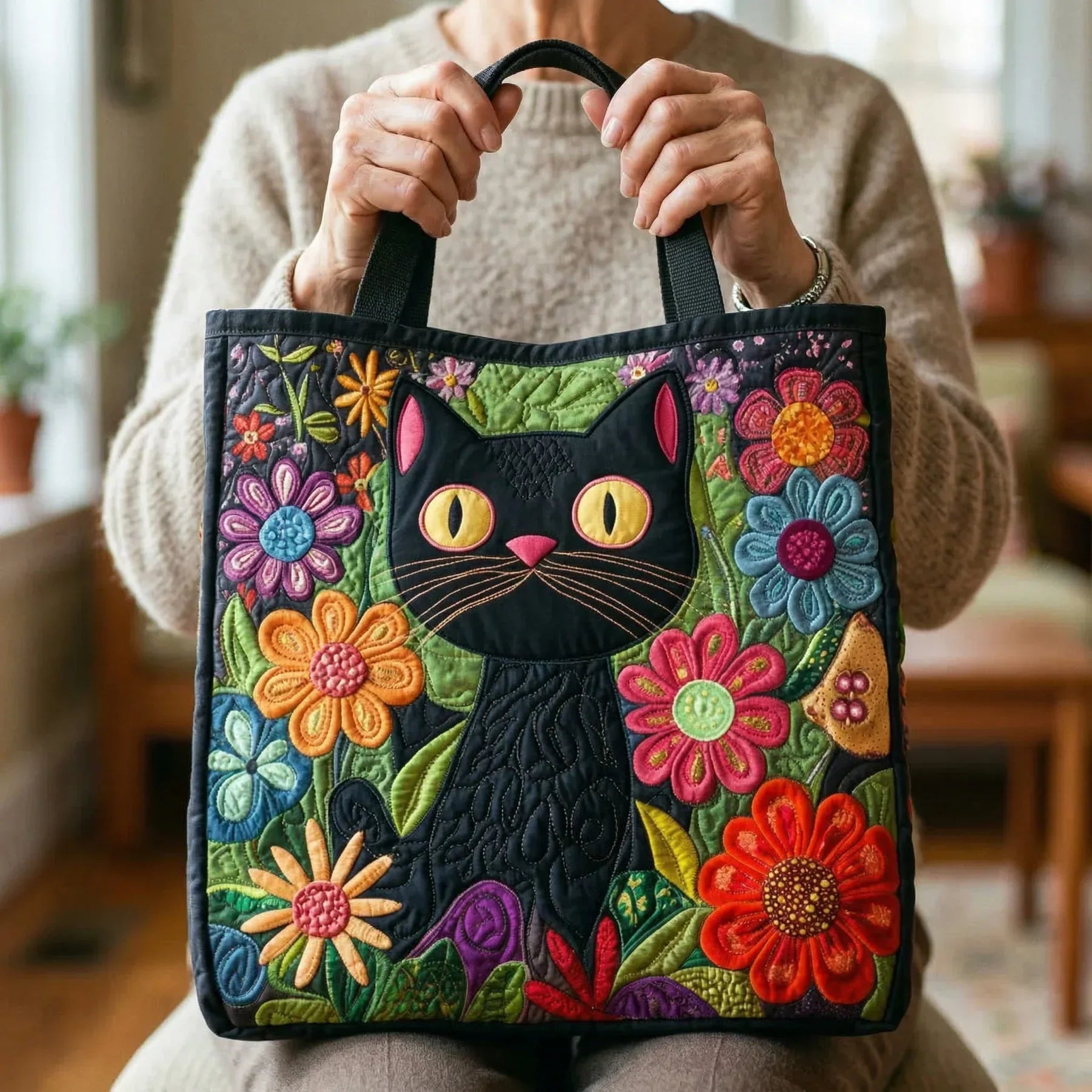 Bolso Artesanal gata negra – Idea de Regalo