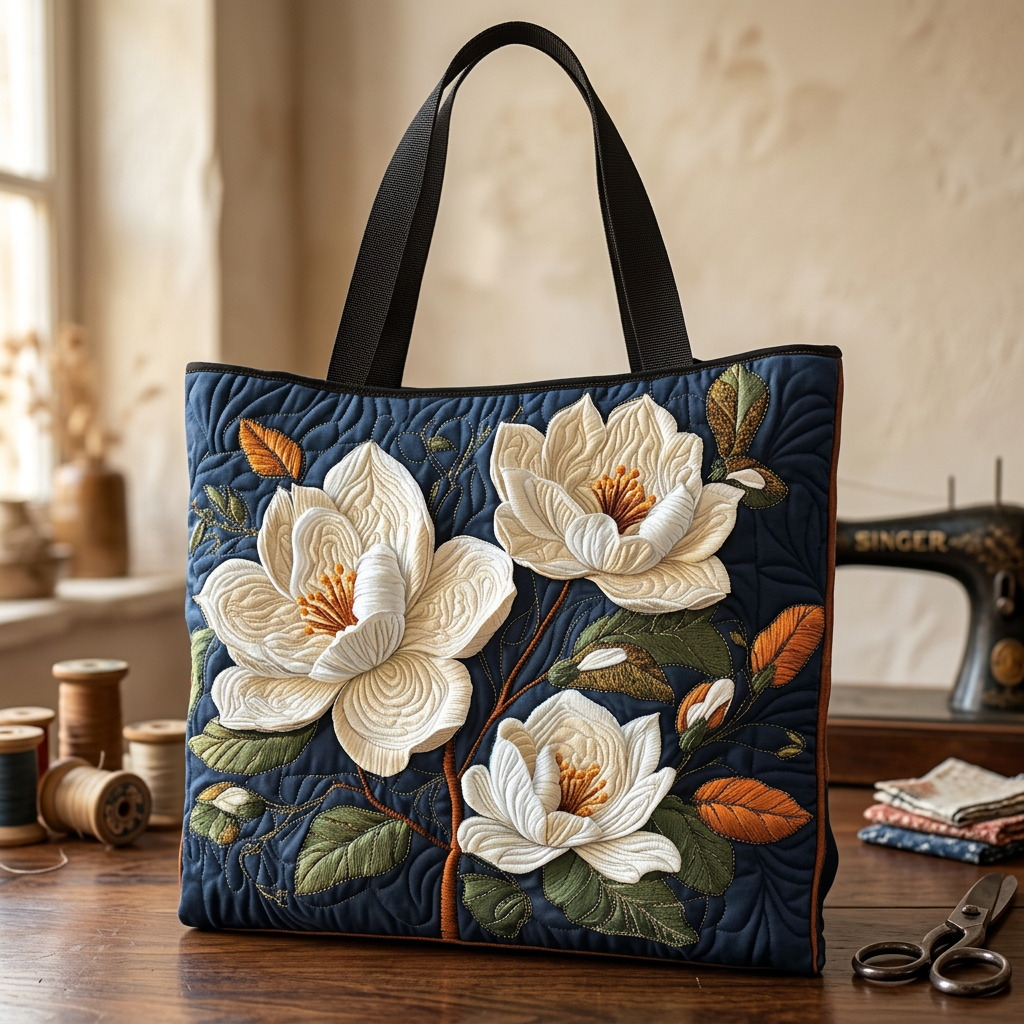 Bolso Floral Acolchado magnolia delicada – Dos Tamaños