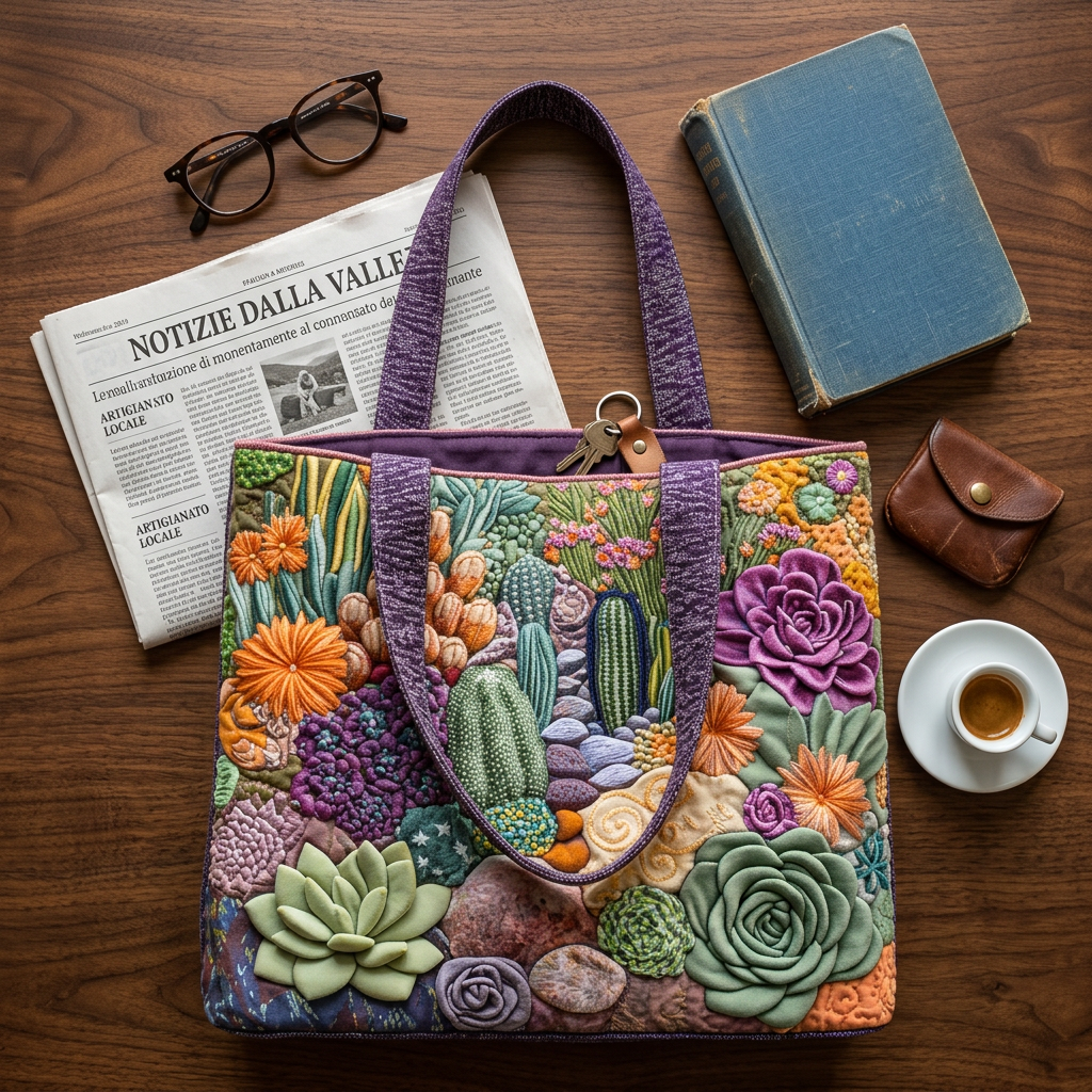 Bolso Floral Acolchado jardín de suculentas – Dos Tamaños
