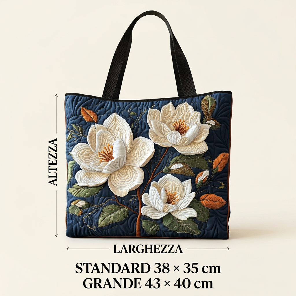 Bolso Floral Acolchado magnolia delicada – Dos Tamaños