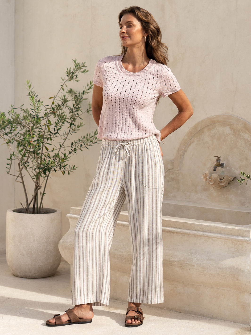 Pantalón Jolie Mezcla de Lino Madera Flotante - BELLAVERA