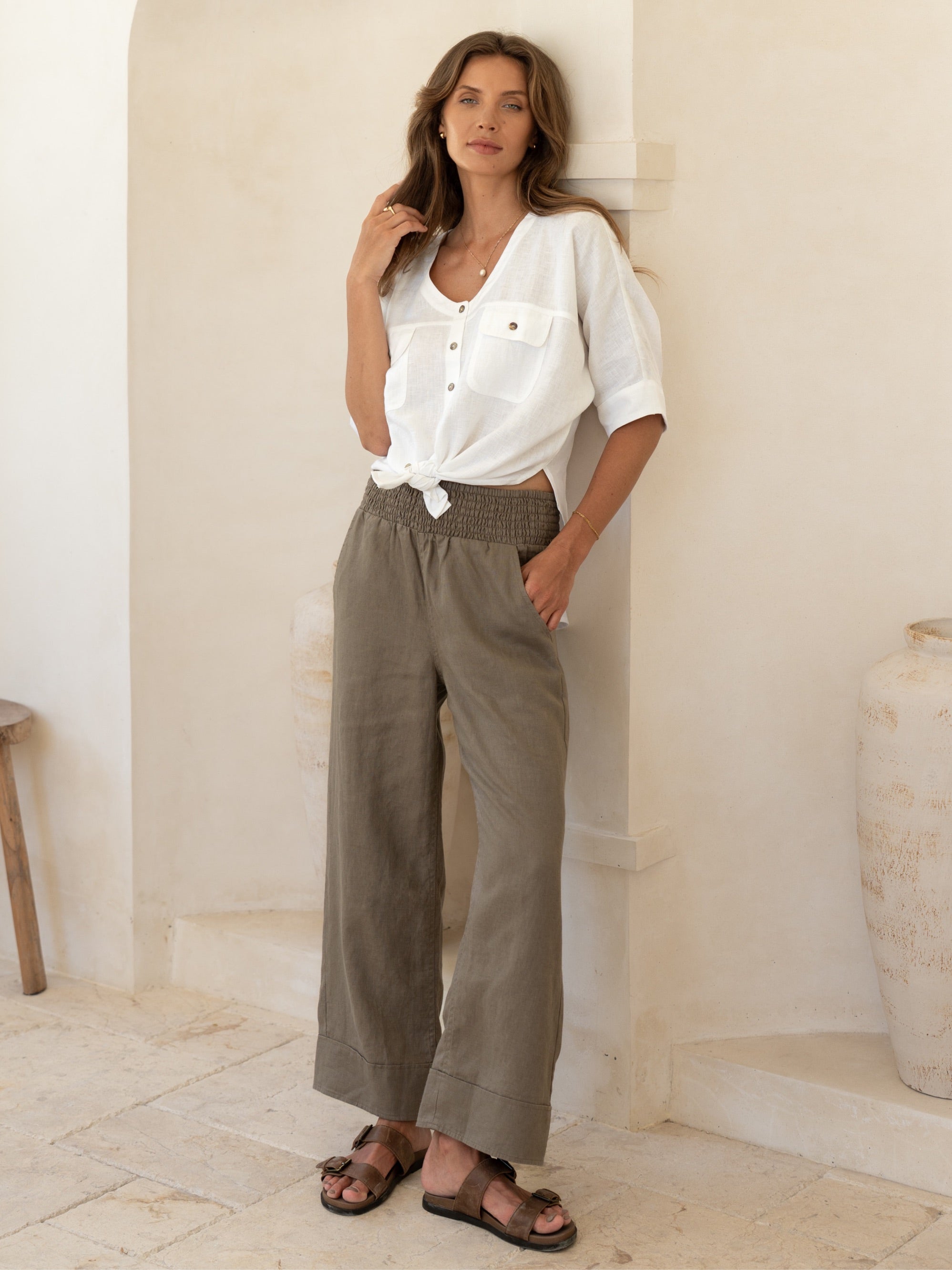 Pantalón Yamba de Lino Francés Olmo - BELLAVERA