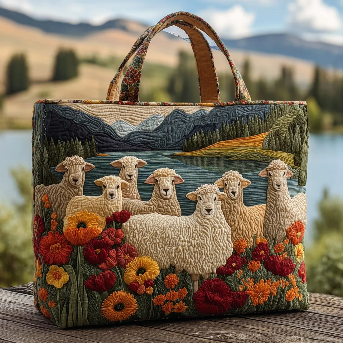 Bolso de Mujer con oveja junto al lago – Dos Tamaños