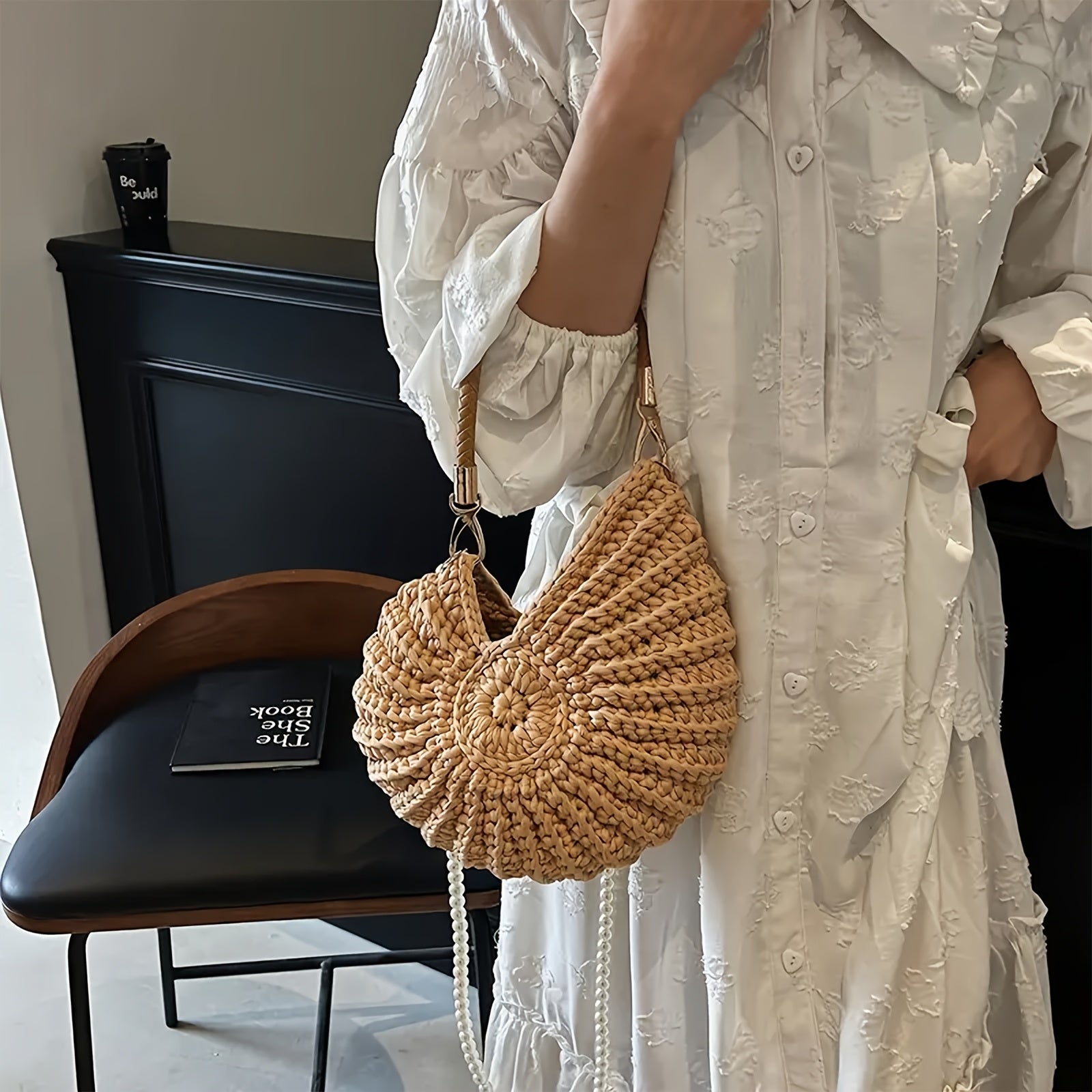 Tea | Bolso Tote Trenzado con Cadena - Camel
