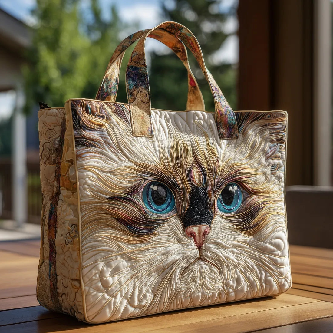 Bolso Acolchado gato blanco de ojos azules – Amplio y Ligero