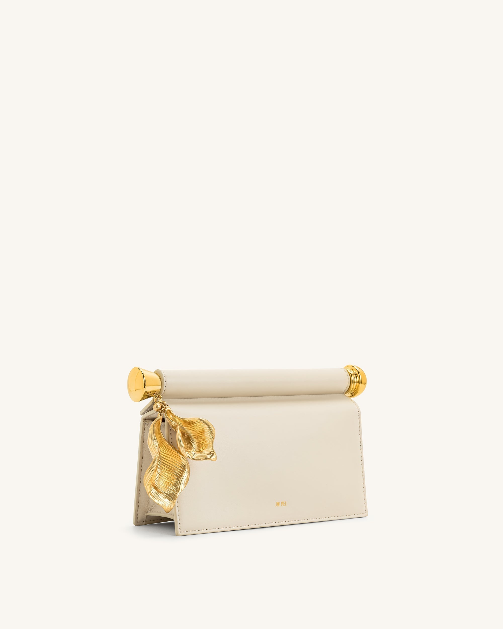 Embrague adornado con colgante de metal acebo - Blanco