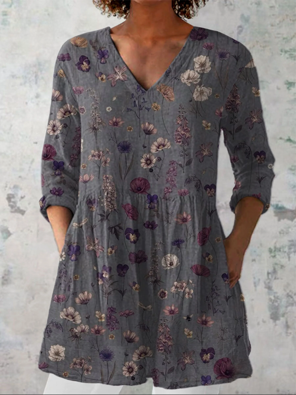Audrey | Blusa larga de manga larga con escote en V