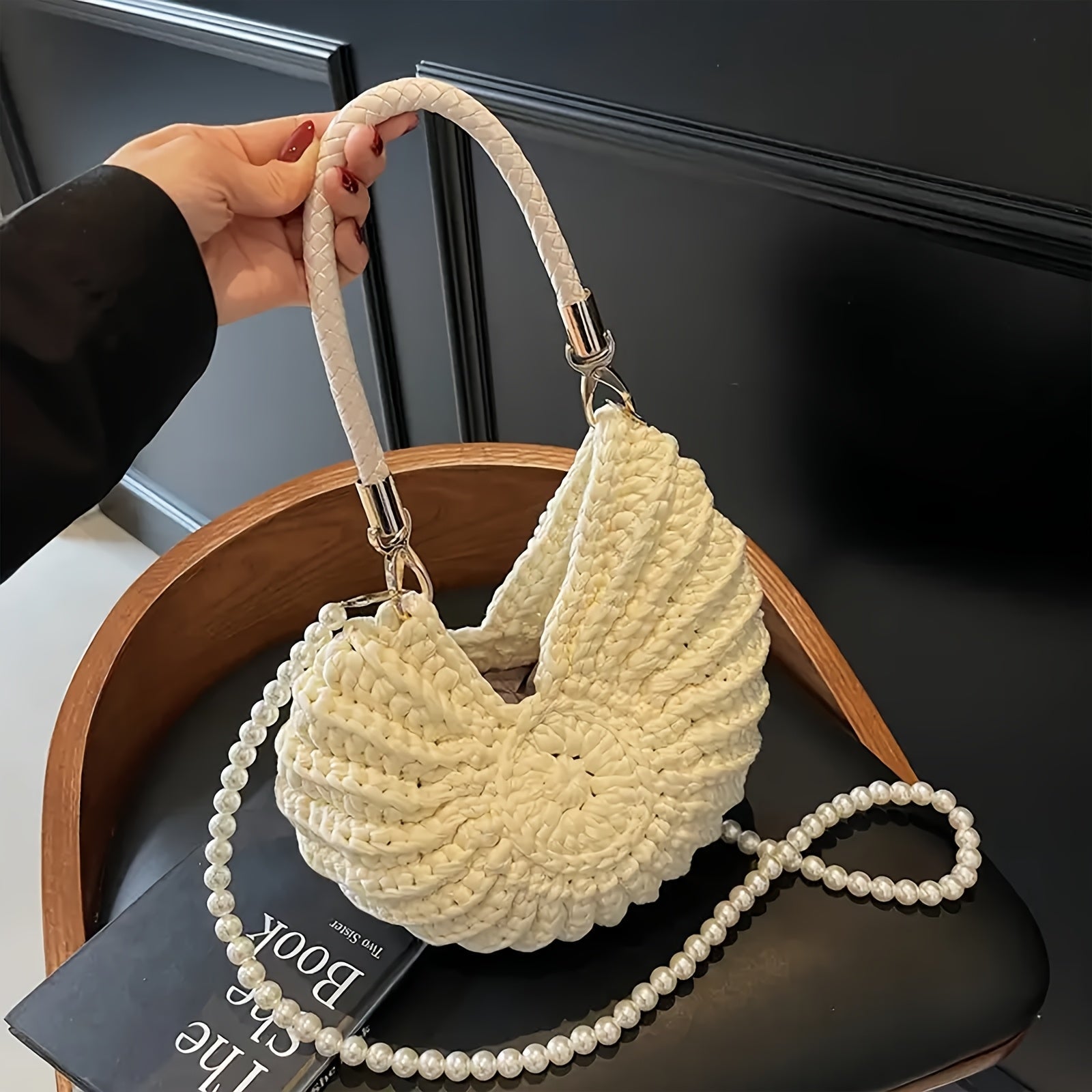 Tamara | Bolso Tote Trenzado con Cadena - Blanco Crema