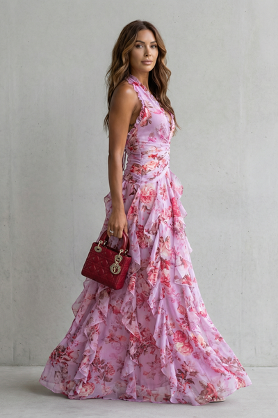 Vestido Largo Elegante con Cuello Halter