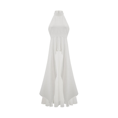 Vestido largo con capas y cuello halter de Inés