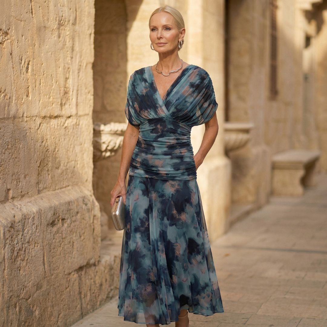 Aurelia™ – Vestido acuarela en tonos azules