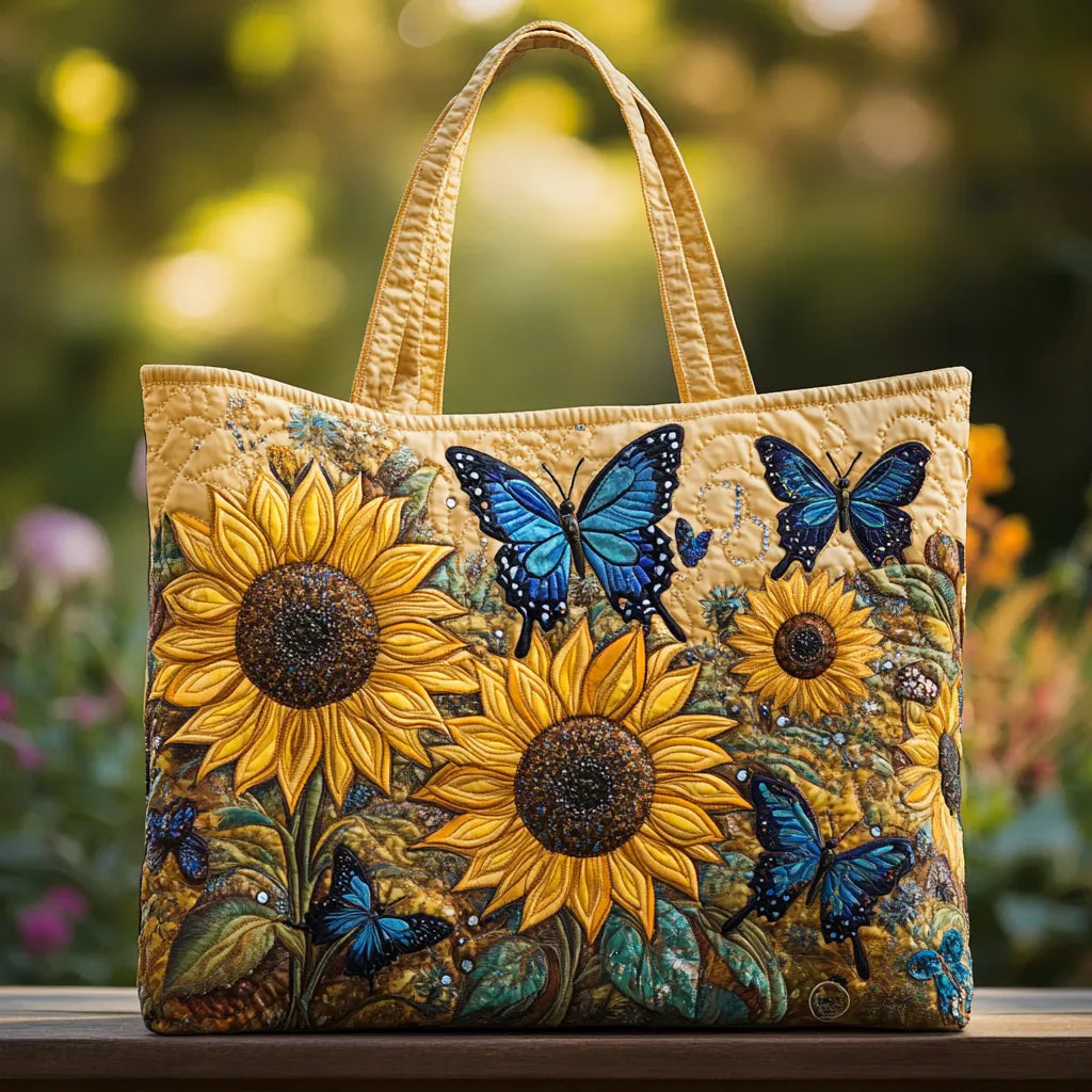 Bolso de Mujer girasoles y mariposas azules – Amplio y Ligero