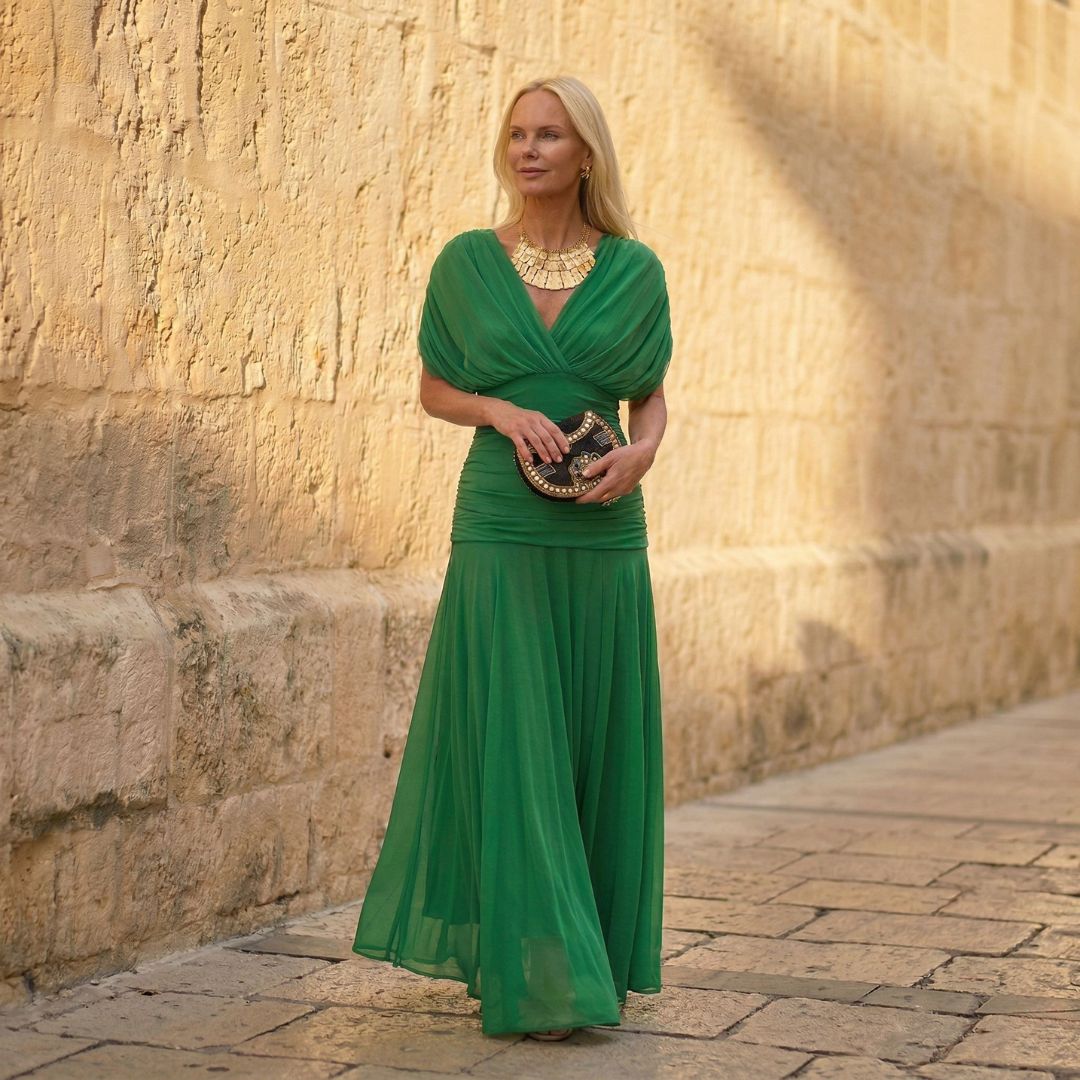 Nela™ – Elegante vestido verde intenso