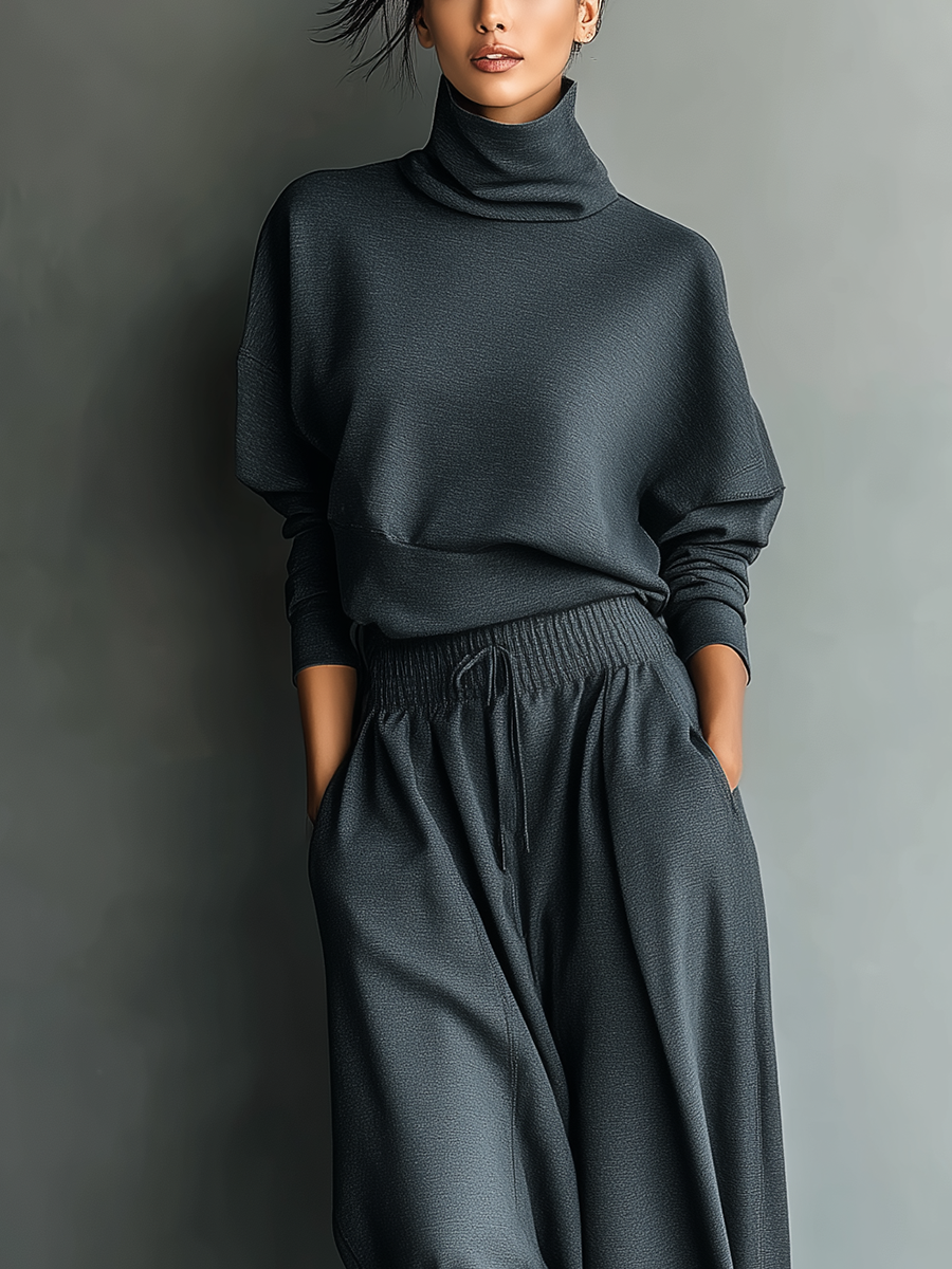 Félicité | Conjunto de Punto, Cuello Alto y Pantalón Ancho