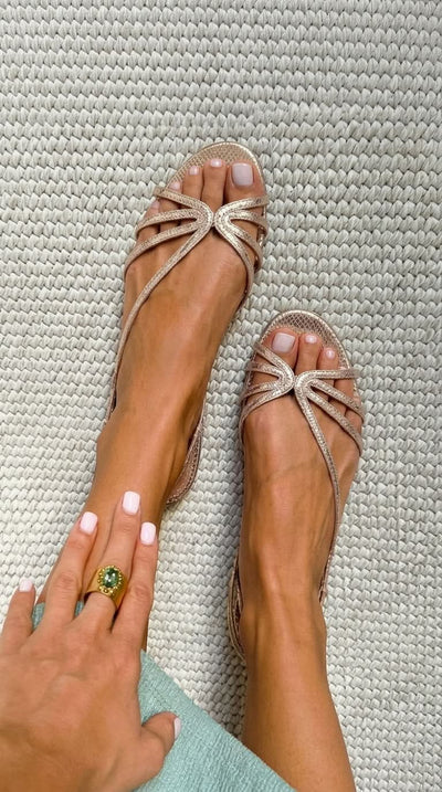 Camille™ | Sandalias Doradas, Elegancia Estival