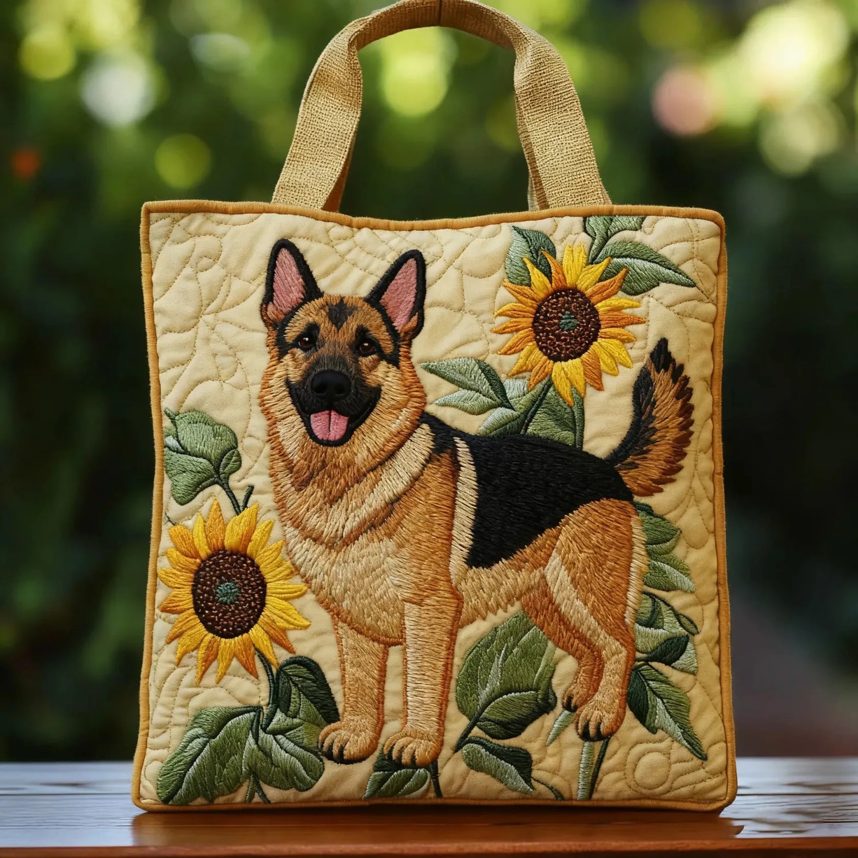 Bolso Artesanal Pastor Alemán floral – Idea de Regalo