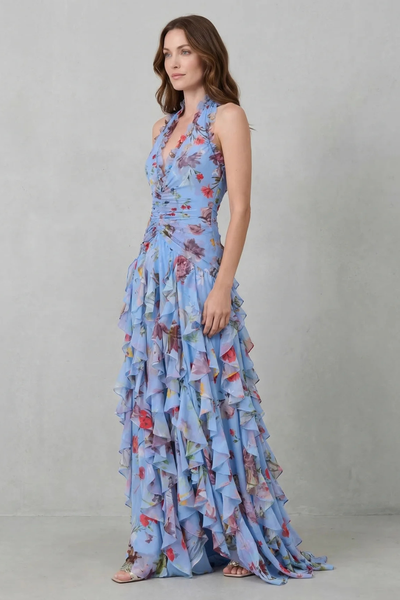 Vestido Largo Elegante con Cuello Halter