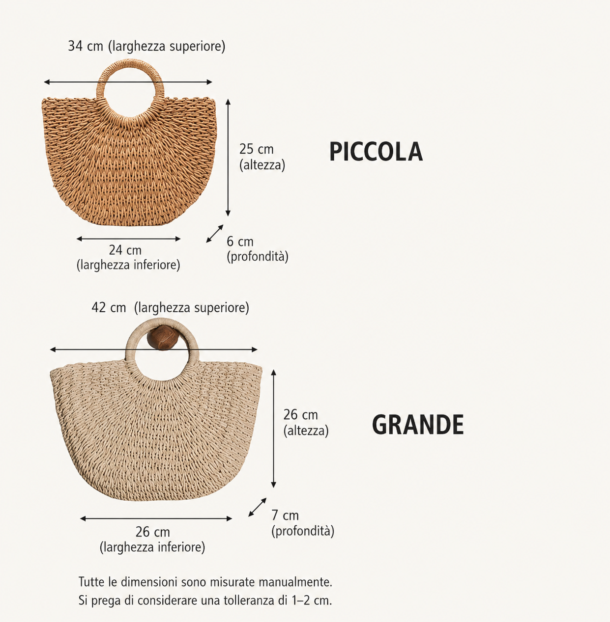 Ottavia | Bolso Media Luna de Paja Trenzada Beige Natural