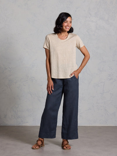 Camiseta Clovelly de Lino Francés Piedra