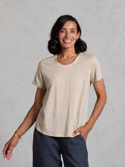 Camiseta Clovelly de Lino Francés Piedra