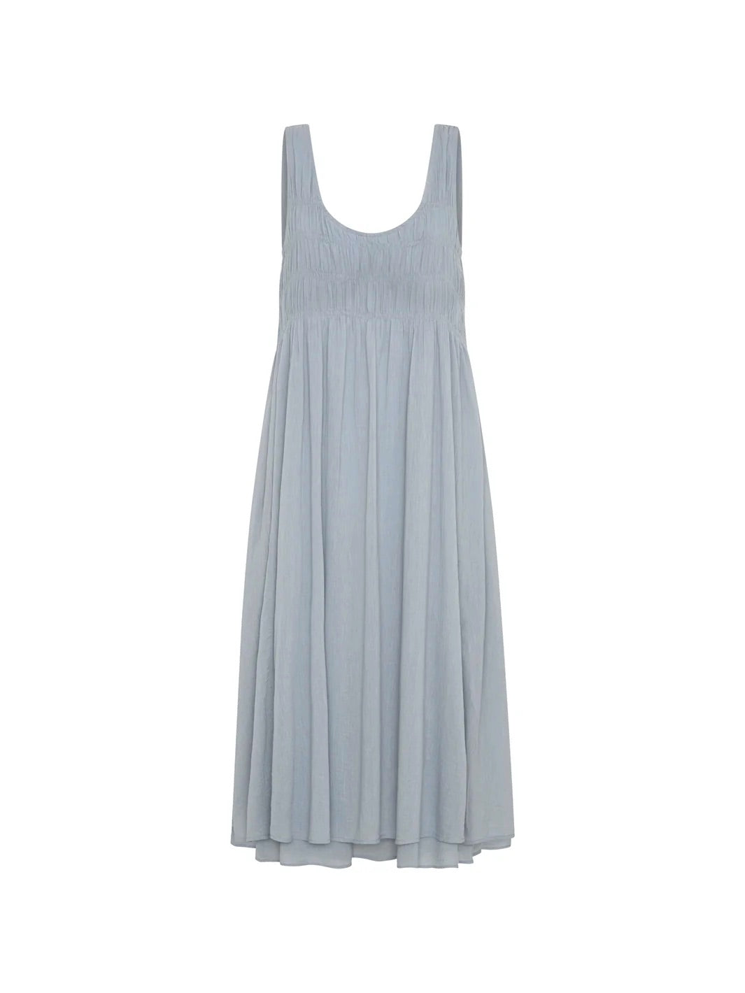 Vestido Midi Del Monte de Algodón Azul Pizarra