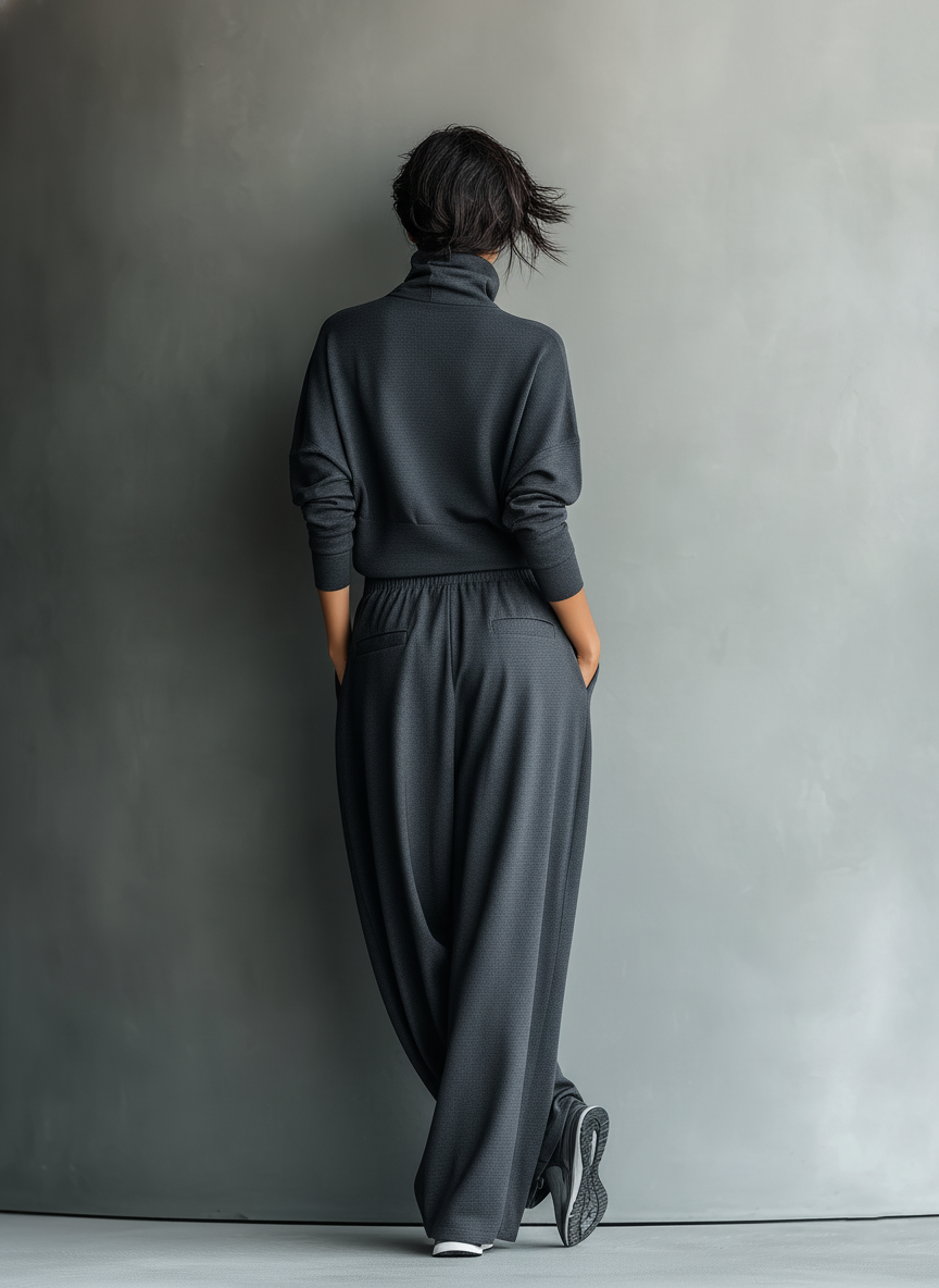 Félicité | Conjunto de Punto, Cuello Alto y Pantalón Ancho