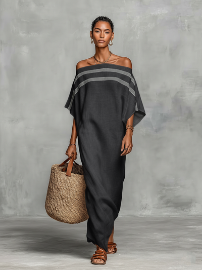 Sophie | Vestido Maxi de Lino, Hombros al Descubierto