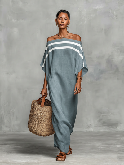 Sophie | Vestido Maxi de Lino, Hombros al Descubierto
