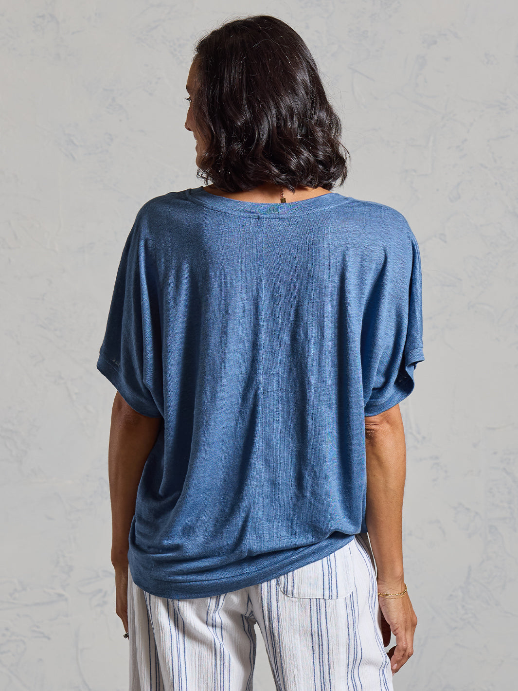 Camiseta Iris de Punto de Lino Azul Egeo
