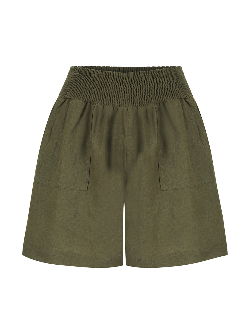 Short Mae de Lino Francés Oliva