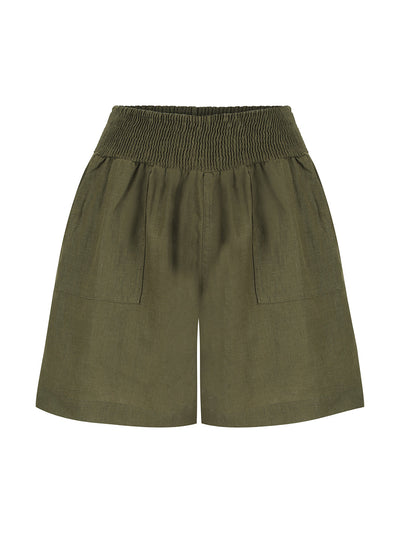 Short Mae de Lino Francés Oliva