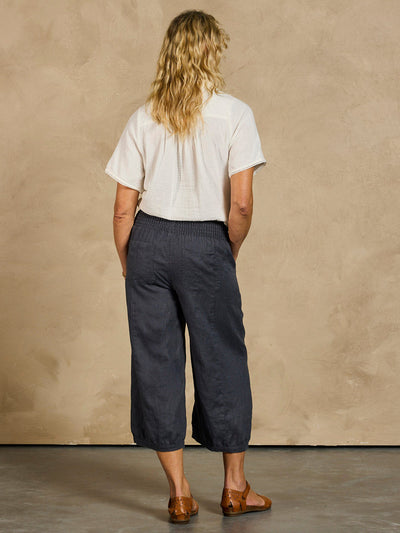 Pantalón Cropped Marrakech de Lino Francés Antracita