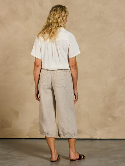 Pantalón Cropped Marrakech de Lino Francés Avena
