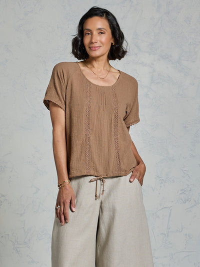 Blusa Daisy de Algodón Orgánico Canela