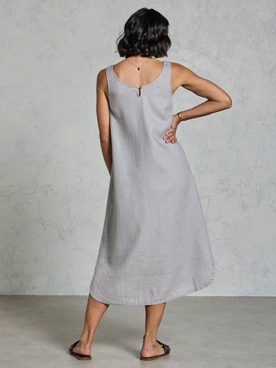 Vestido Laurel de Lino Francés Niebla
