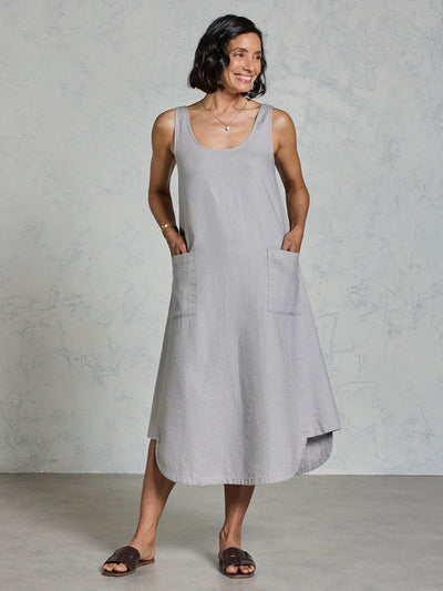 Vestido Laurel de Lino Francés Niebla