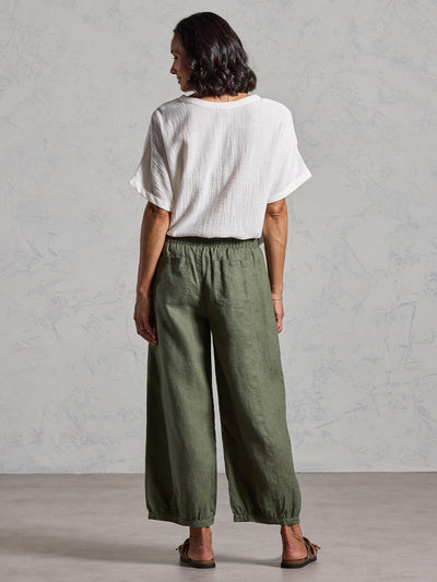 Pantalón Sadhu de Lino Francés Oliva