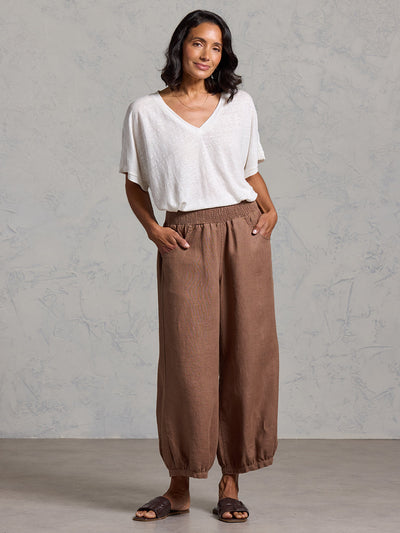 Pantalón Sadhu de Lino Francés Canela