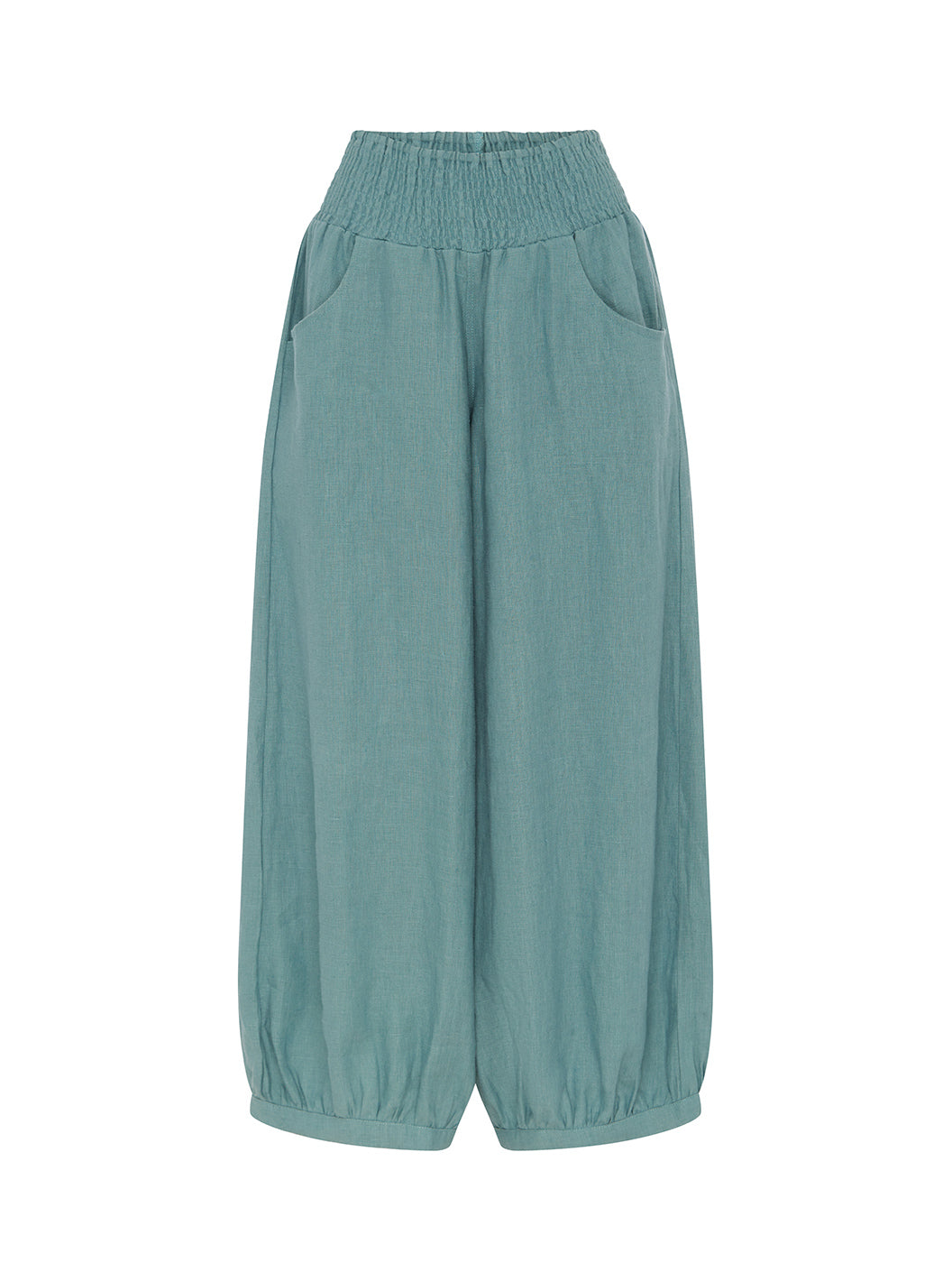 Pantalón Sadhu de Lino Francés Azul Tahití