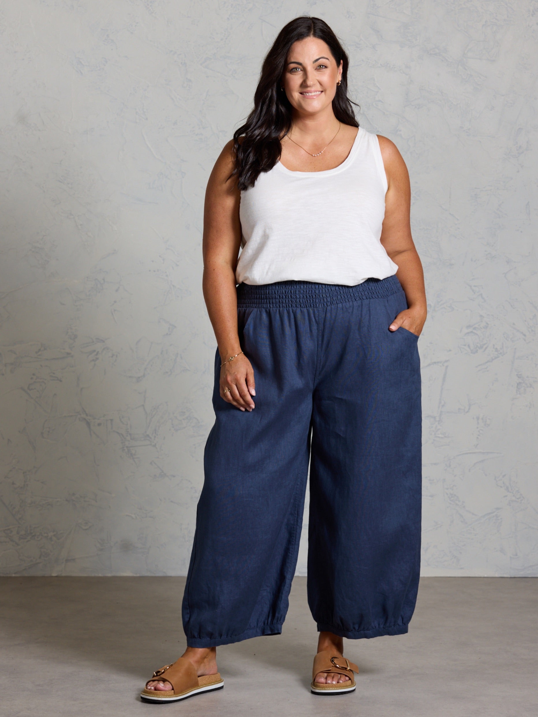 Pantalón Sadhu de Lino Francés Azul Marino