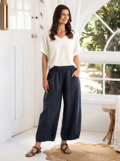 Pantalón Sadhu de Lino Francés Azul Marino