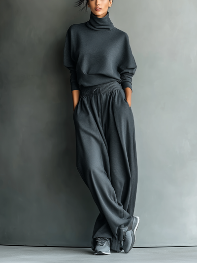 Félicité | Conjunto de Punto, Cuello Alto y Pantalón Ancho