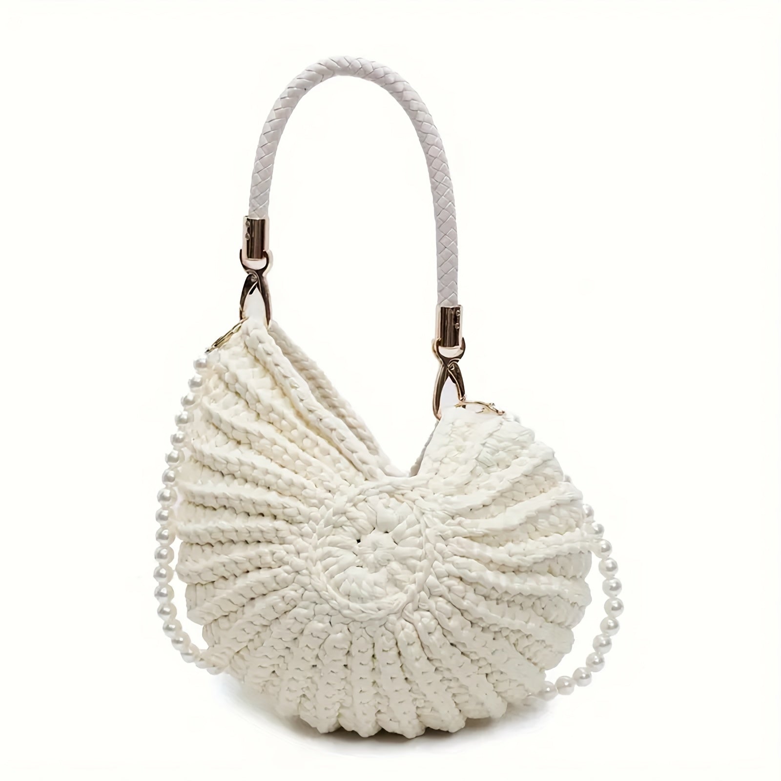 Tamara | Bolso Tote Trenzado con Cadena - Blanco Crema